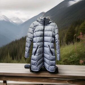 New Andrew Marc Ladies’ Long Stretch Parka Jacket Grey Size Medium